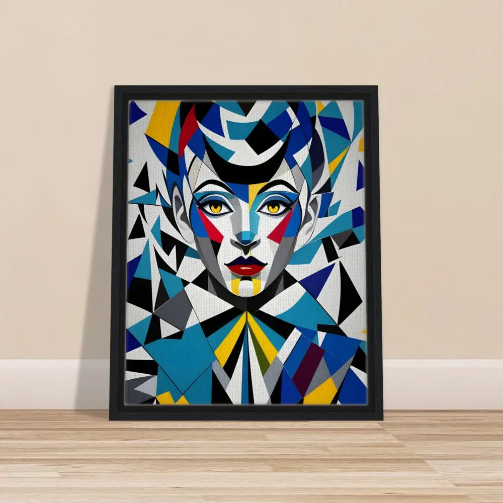 Framed geometric portrait from PixiOnyx Dreamscape Canvas titled Fragmented Muse