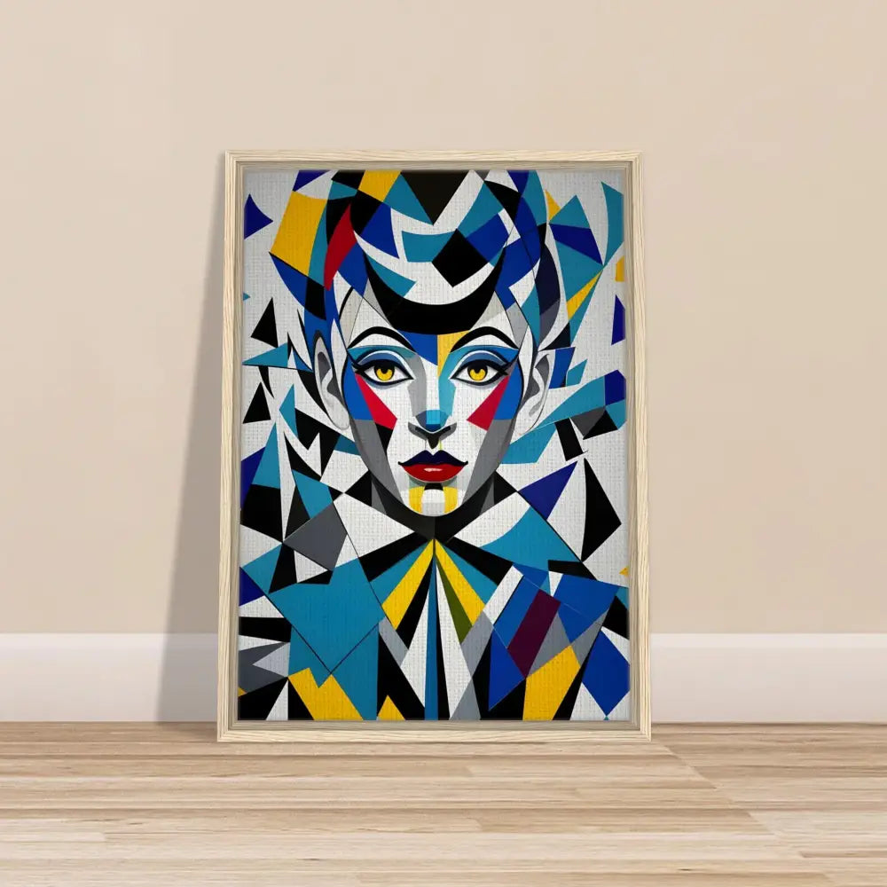 Framed geometric portrait artwork on PixiOnyx Dreamscape Canvas product