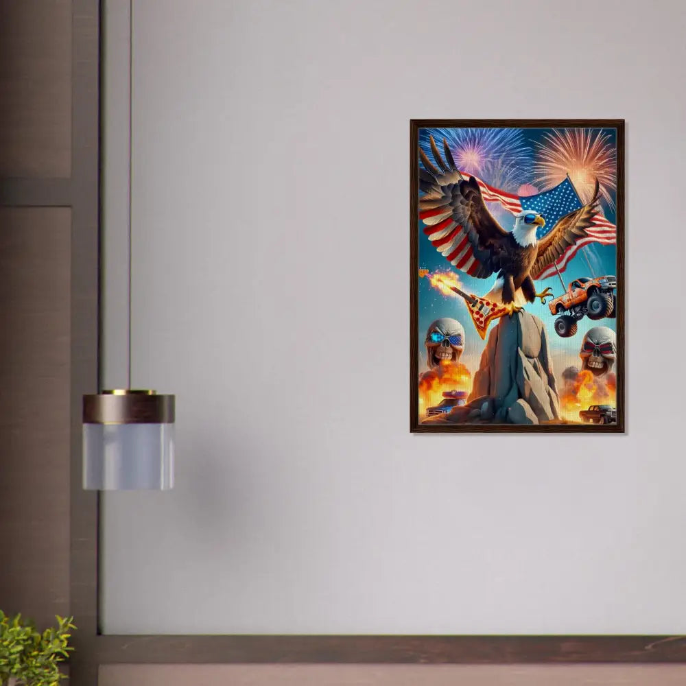 Framed patriotic eagle artwork on canvas in the product PixiOnyx Apex Americana