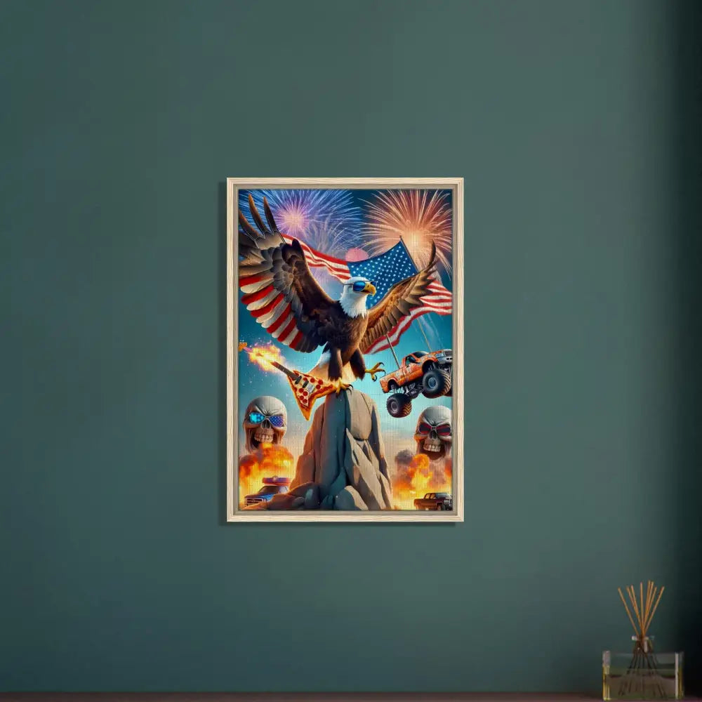 Framed patriotic eagle artwork on canvas in the PixiOnyx Apex Americana collection