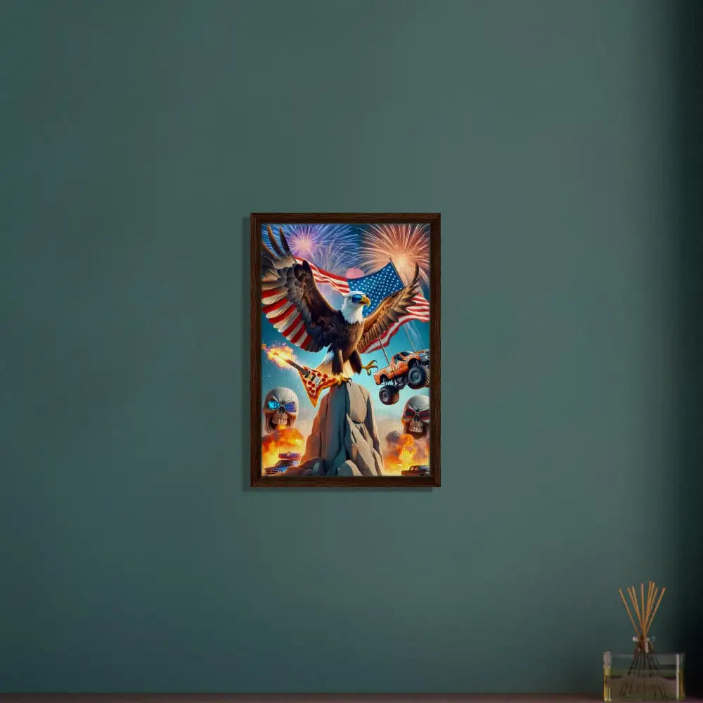 Framed patriotic eagle artwork on canvas in product PixiOnyx Apex Americana