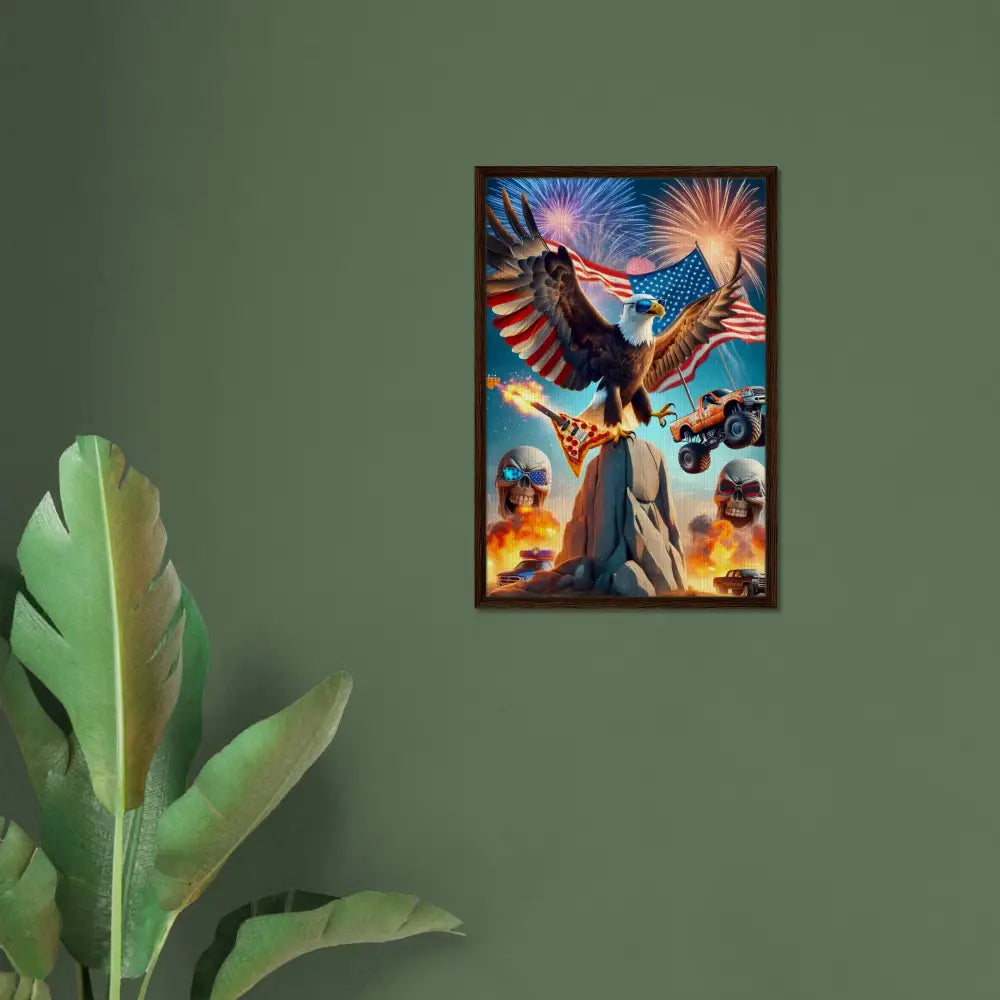 Framed patriotic eagle artwork on canvas for American-themed home décor