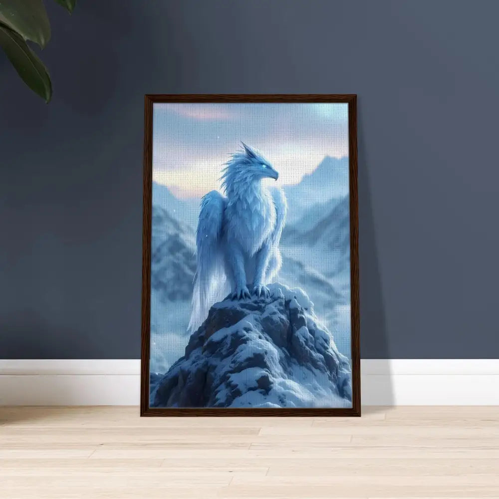 Framed Dragon Artwork on Framed Canvas Frostpeak Gryphon PixiOnyx Fantasy Display