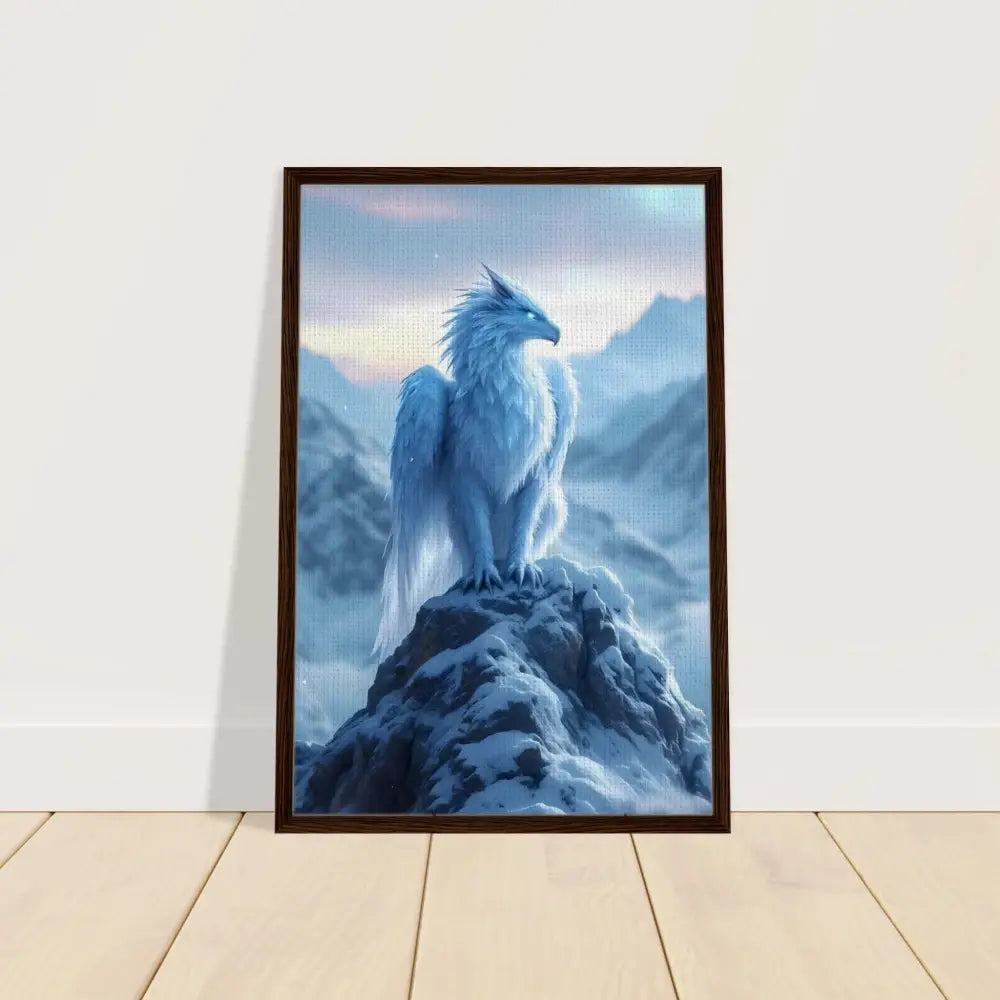 Framed Dragon Artwork on Framed Canvas Frostpeak Gryphon PixiOnyx Fantasy Display