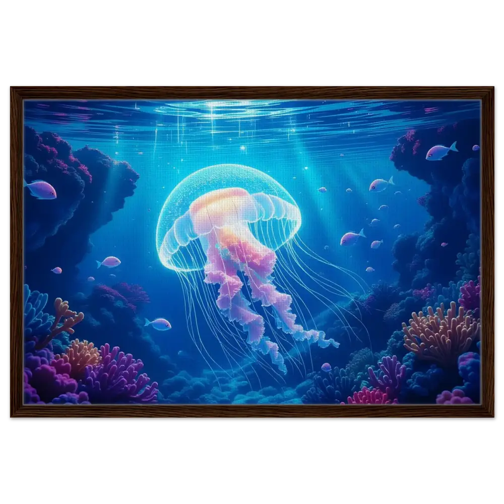 Framed Jellyfish Artwork from PixiOnyx Ocean Reverie Canvas Wall Decor