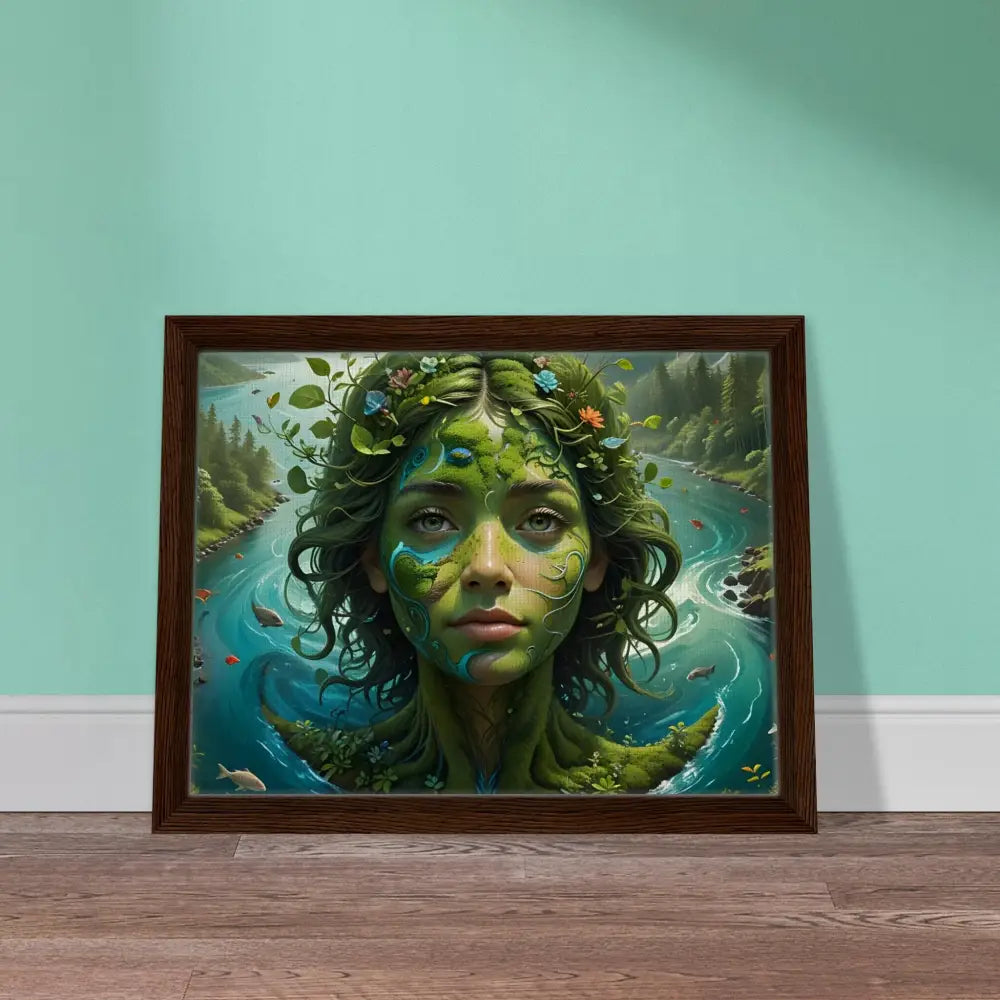 Framed Nature Goddess Portrait Canvas Green Goddess PixiOnyx Nature Dreamscape artwork