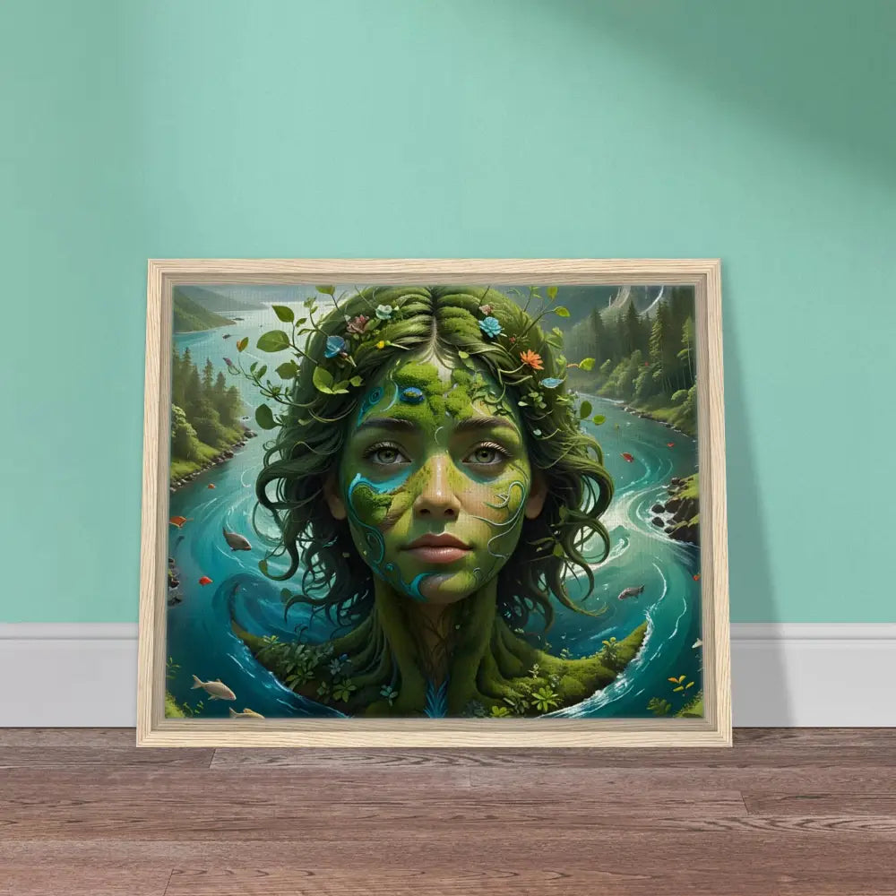 Framed Nature Goddess Art on Canvas in Green Goddess Design from PixiOnyx Nature Dreamscape