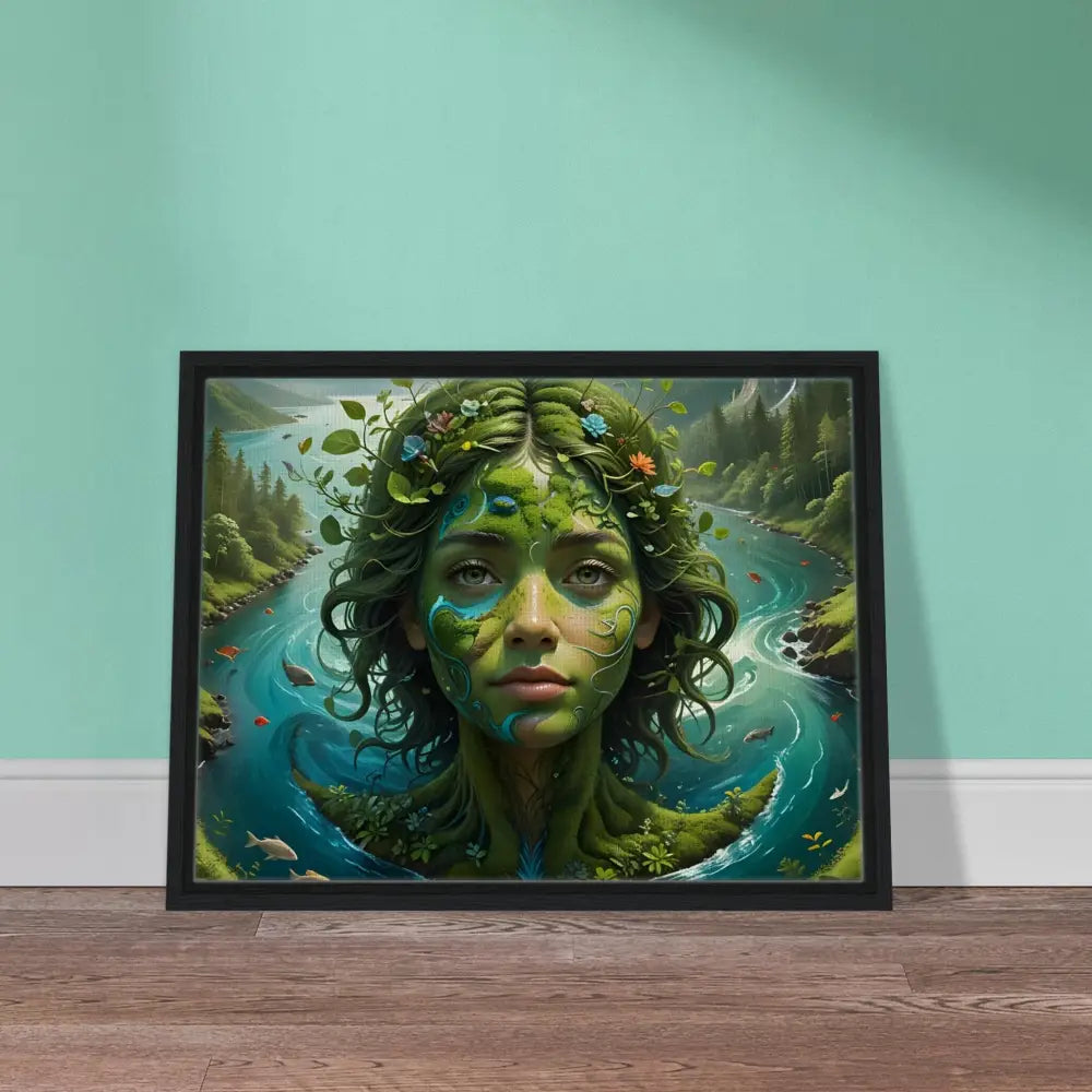 Framed nature-themed portrait from PixiOnyx Green Goddess Canvas Dreamscape collection