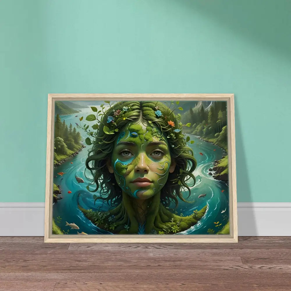 Framed Nature Goddess Artwork on Canvas in Green Goddess Design for PixiOnyx Dreamscape