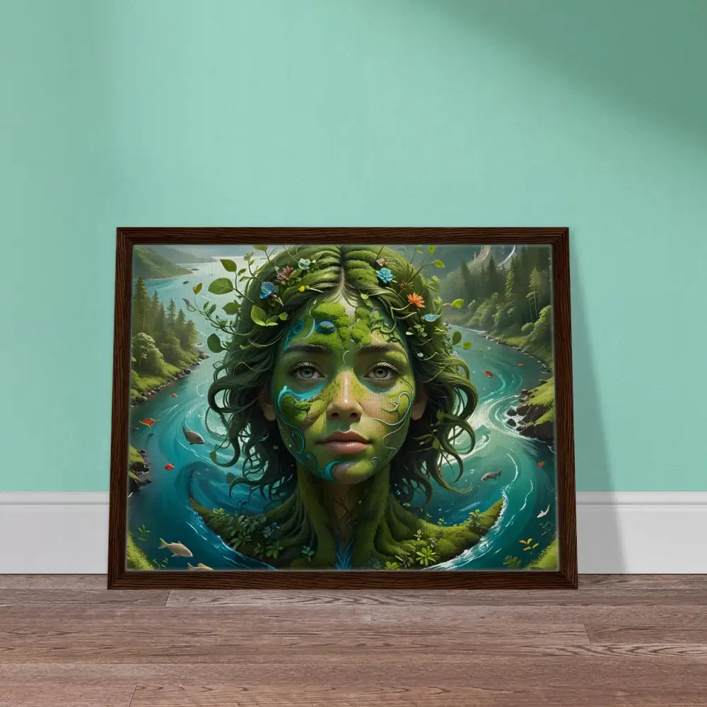Framed nature-themed portrait on Green Goddess PixiOnyx Canvas for a dreamy nature scene