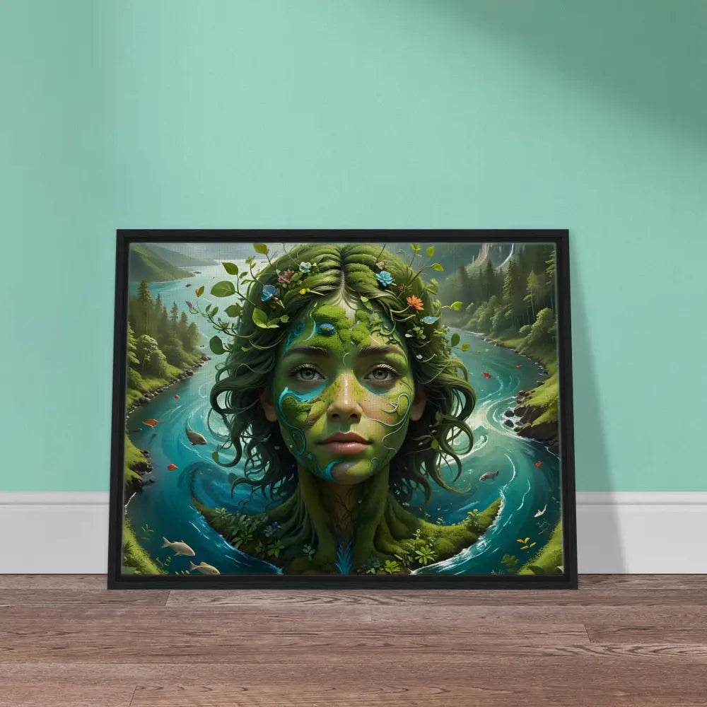 Framed Nature Goddess Artwork displayed in Green Goddess Canvas by PixiOnyx