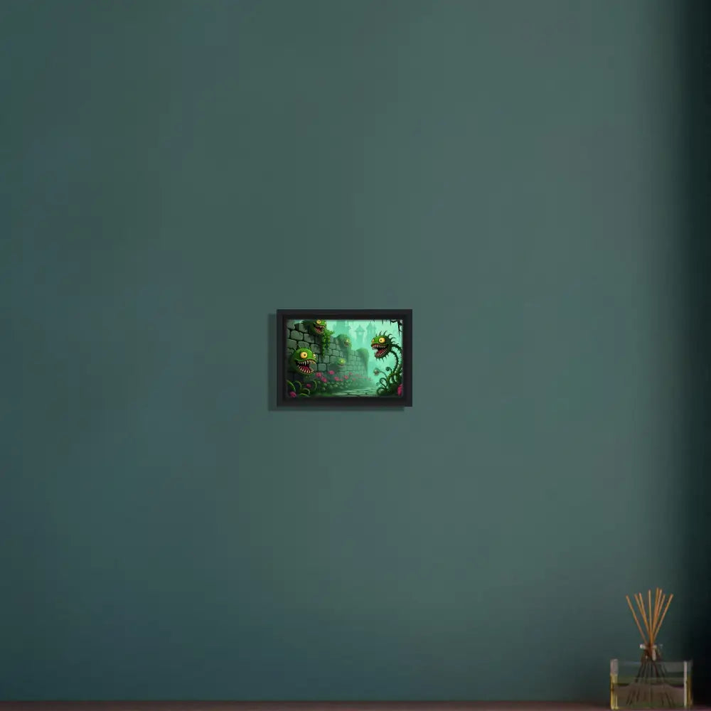 Framed cartoonish plant monsters artwork for Grinvine Grove PixiOnyx Surreal Fantasy Nature