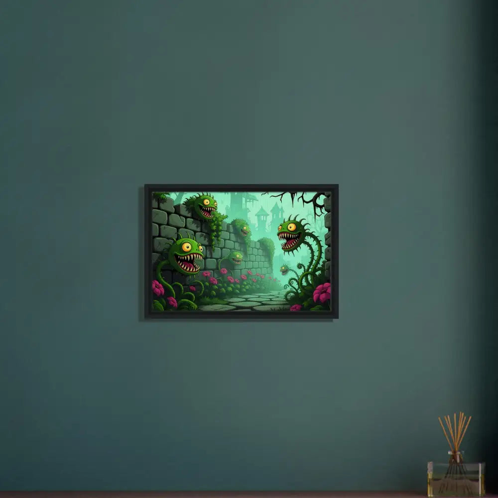 Framed monster plant artwork from Grinvine Grove PixiOnyx Surreal Fantasy Nature collection