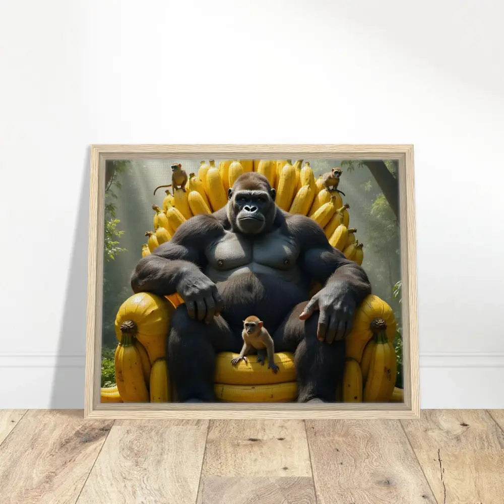 Framed Gorilla and Monkey Artwork displayed on PixiOnyx Primate Royalty Canvas