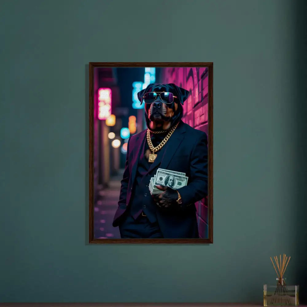 Framed dog portrait on Canvas for Kingpin K9 PixiOnyx Luxe Urban Vibe