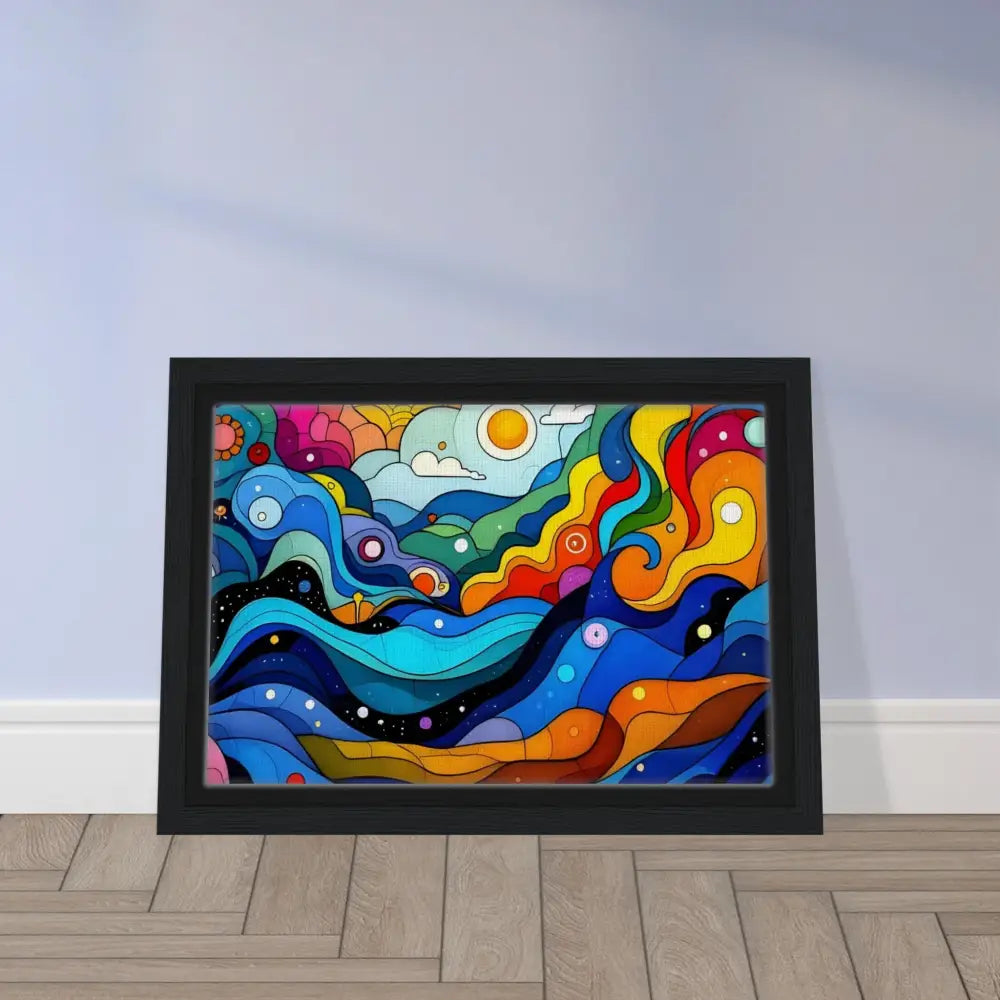 Framed colorful abstract psychedelic artwork for Wall Art Decor
