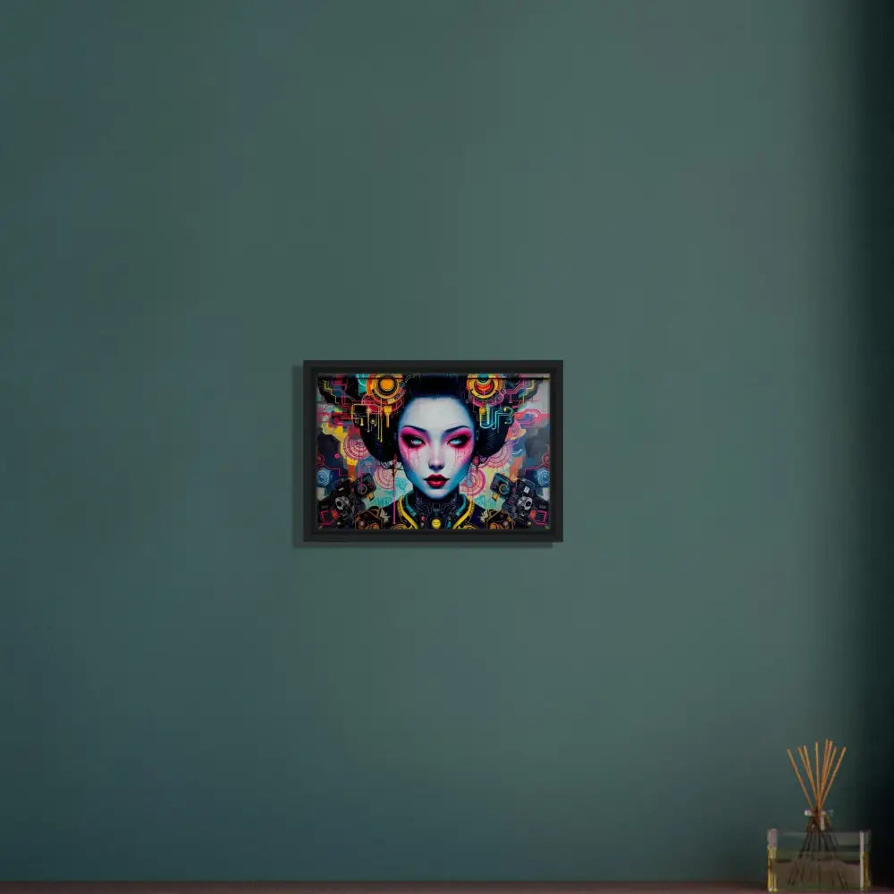 Framed Geisha art on canvas from PixiOnyx Urban Circuit Icon collection