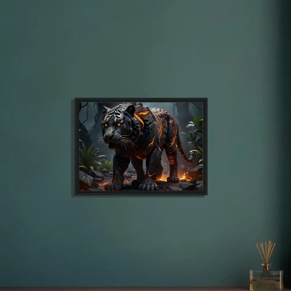 Framed tiger artwork from PixiOnyx Framed Fantasy Molten Majesty collection