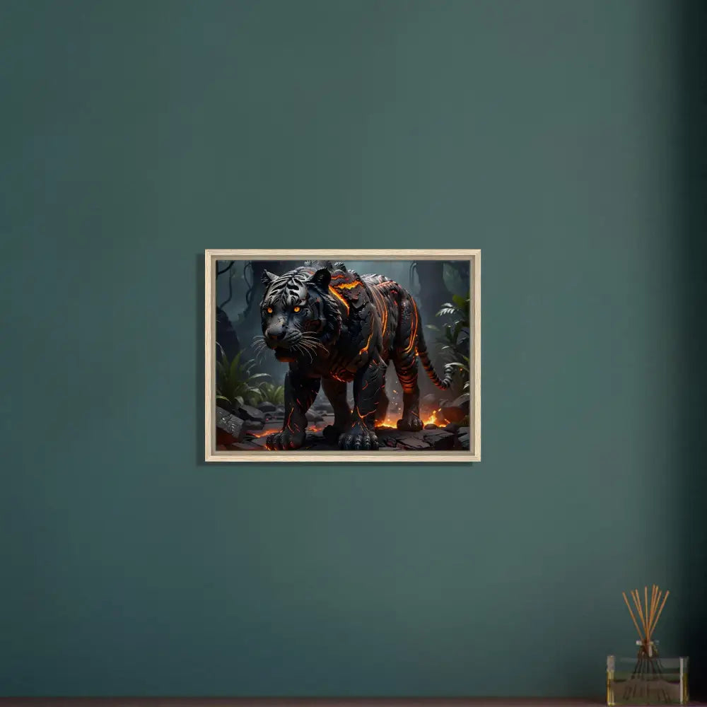 Framed tiger artwork from PixiOnyx Framed Fantasy Molten Majesty collection