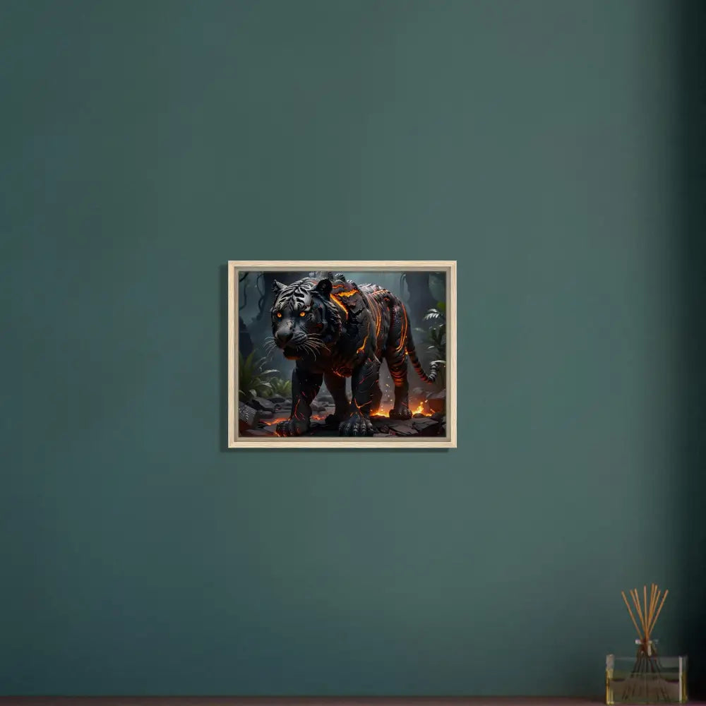 Framed Lava Tiger Artwork on the PixiOnyx Molten Majesty Canvas Display