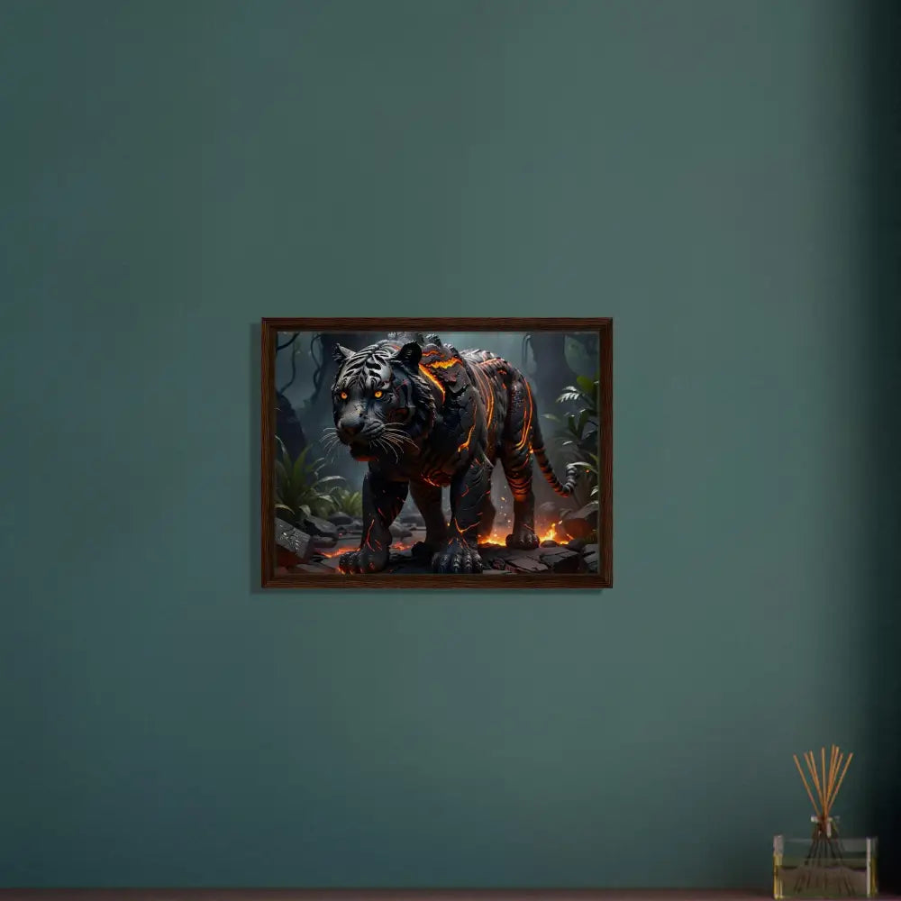 Framed Lava Tiger Artwork from PixiOnyx Framed Fantasy Collection