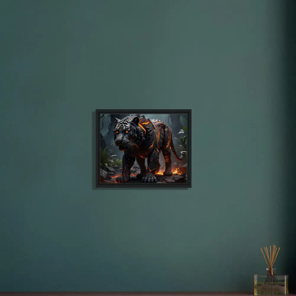 Framed tiger artwork from PixiOnyx Molten Majesty canvas collection