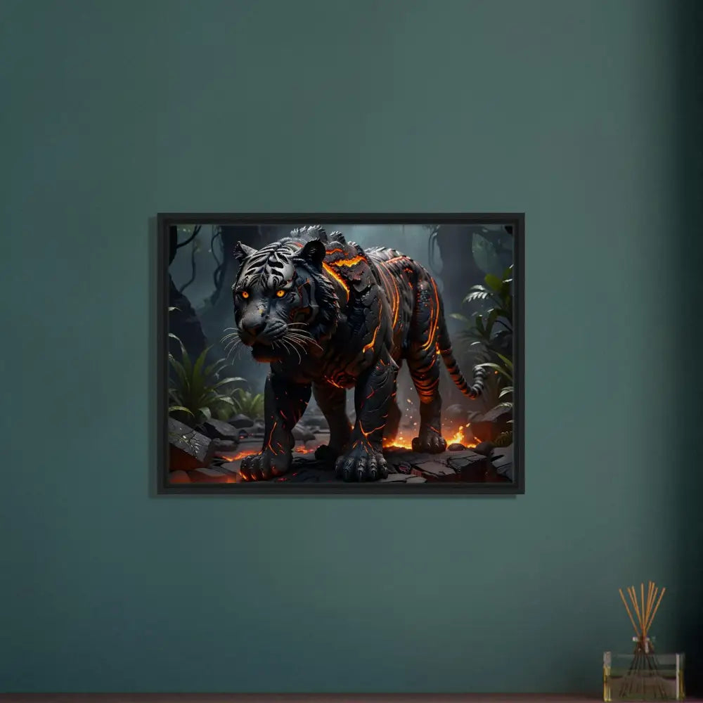 Framed Lava Tiger Artwork on PixiOnyx Framed Fantasy Canvas from Nature