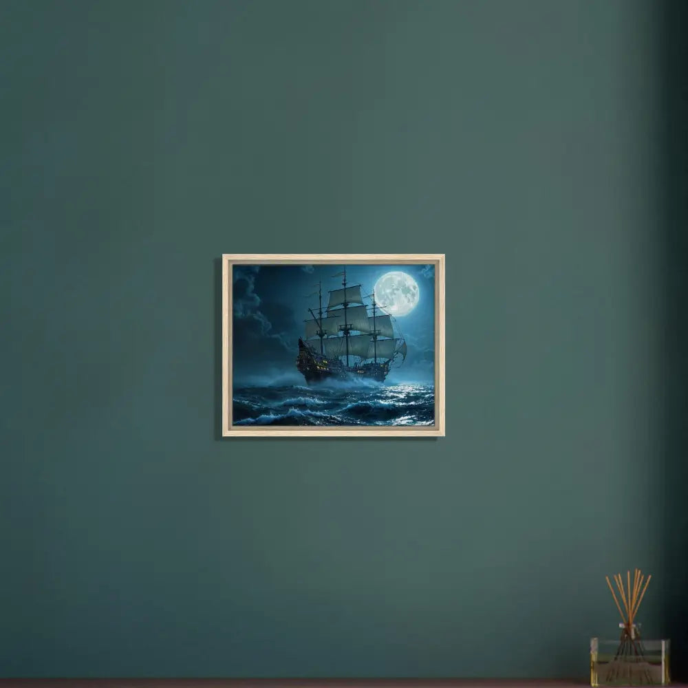 Framed ship painting displayed in PixiOnyx Luxe Nightscape Edition canvas art