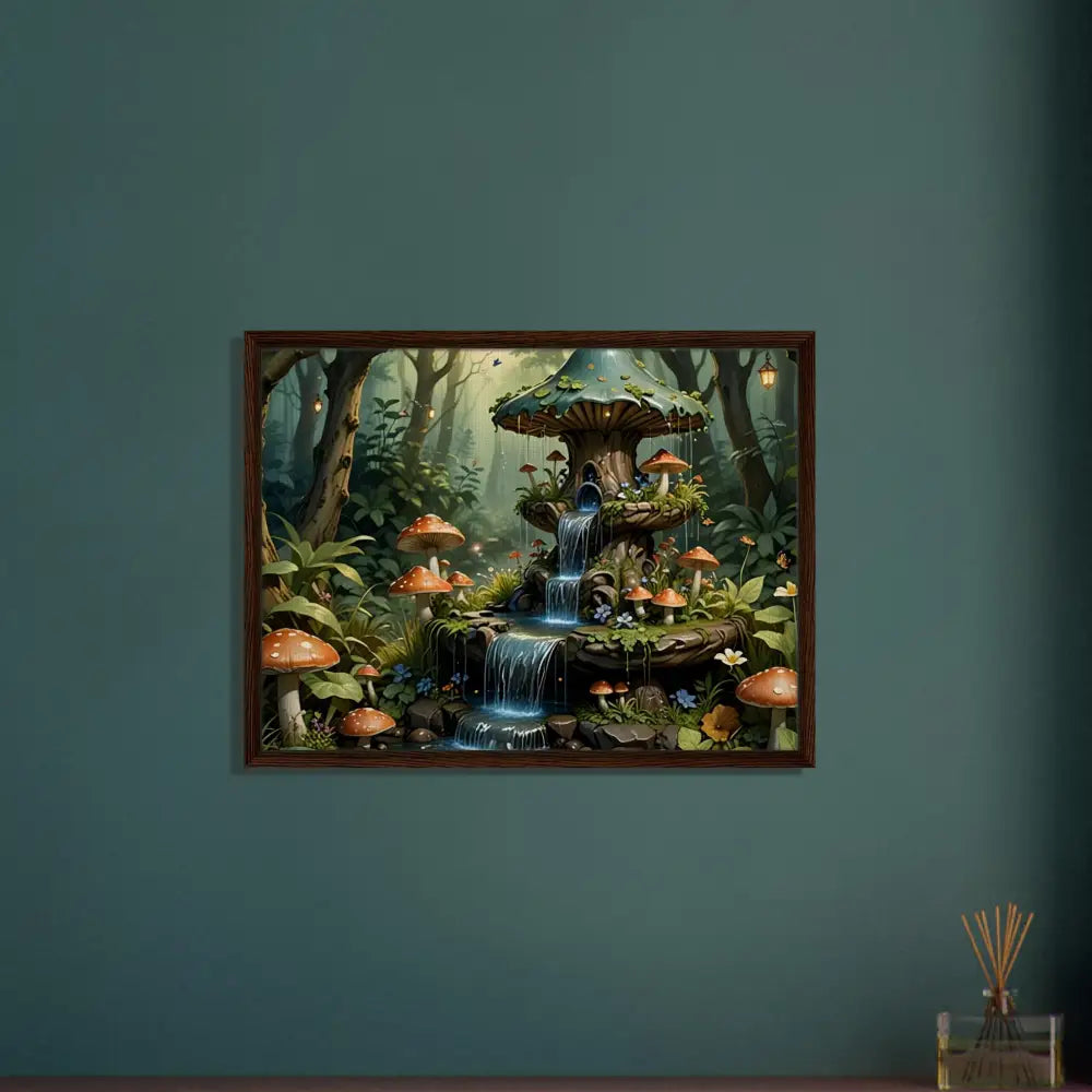 Framed Mushroom Waterfall Artwork from PixiOnyx Storybook Statement Piece collection