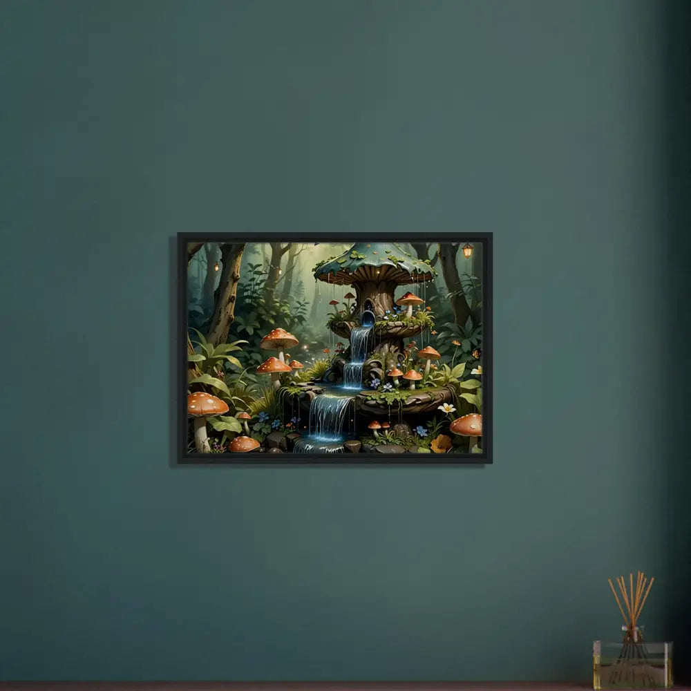 Framed Mushroom Waterfall Artwork from PixiOnyx Storybook Statement Piece Collection