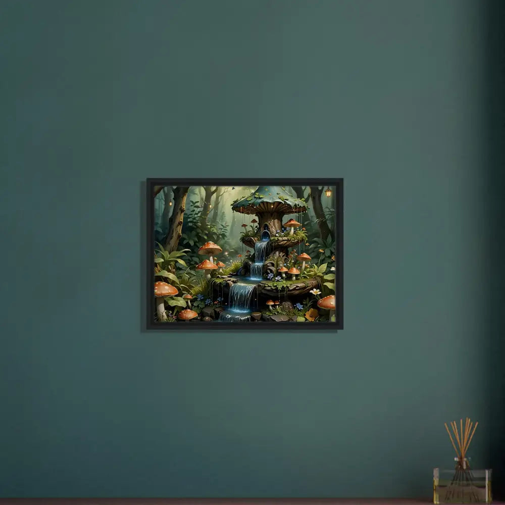 Framed Mushroom Waterfall Artwork on PixiOnyx Storybook Statement Canvas