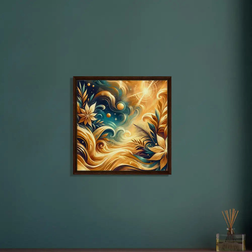 Framed abstract floral art on PixiOnyx Luxe Vision Frame displaying Nebula Bloom Cascade
