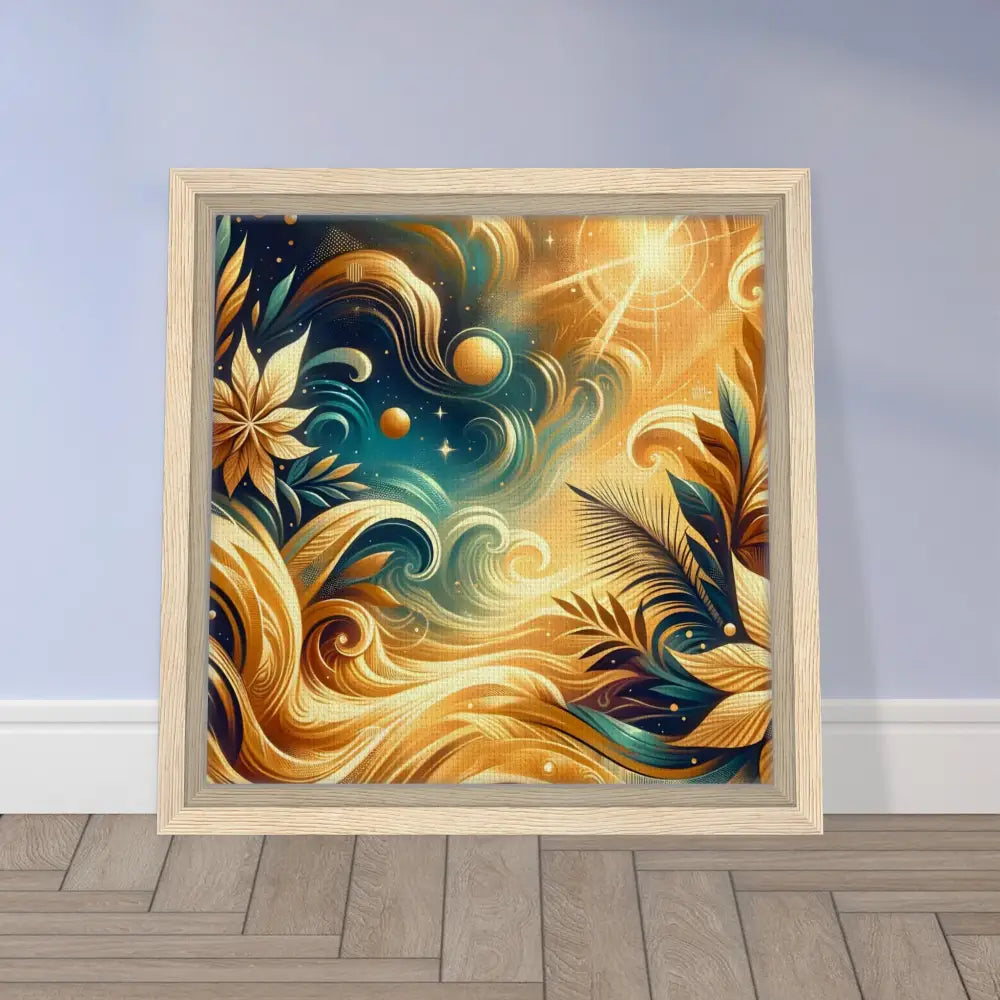 Framed abstract floral art on PixiOnyx Luxe Vision Frame for elegant home decor