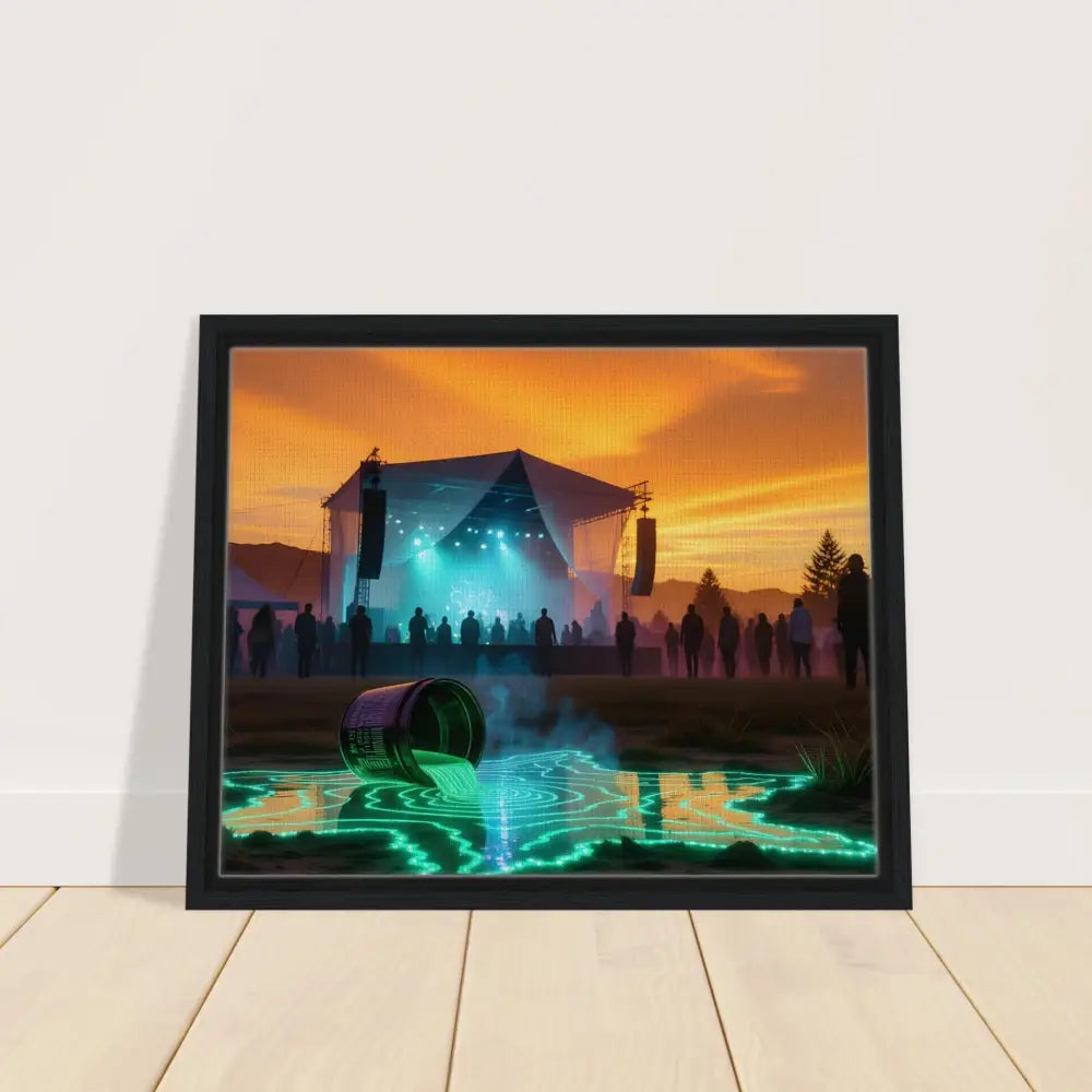 Framed Canvas Neon Spill Festival with spilled paint art display at PixiOnyx Dreamworld