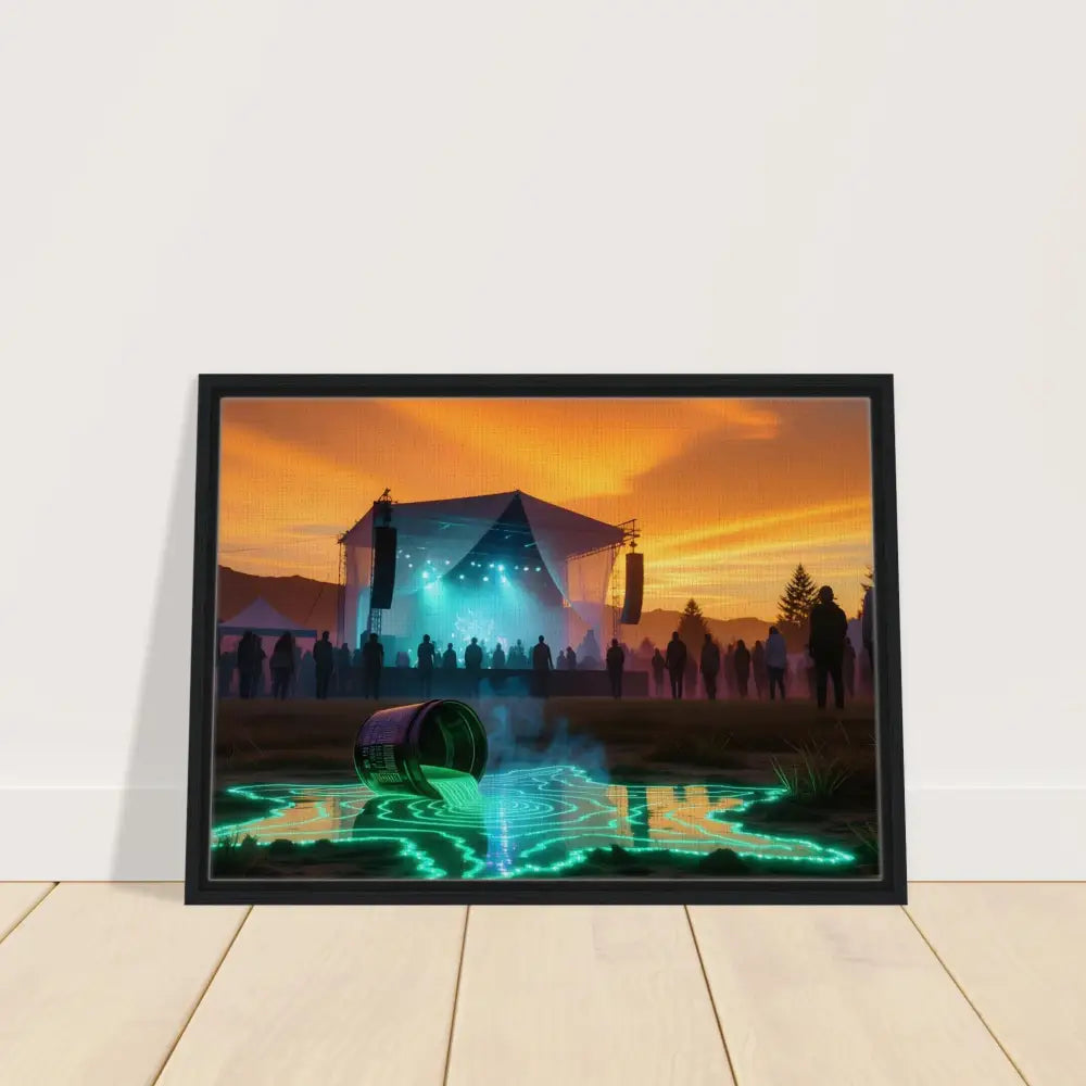 Framed concert scene print displayed on PixiOnyx Dreamworld Display Canvas