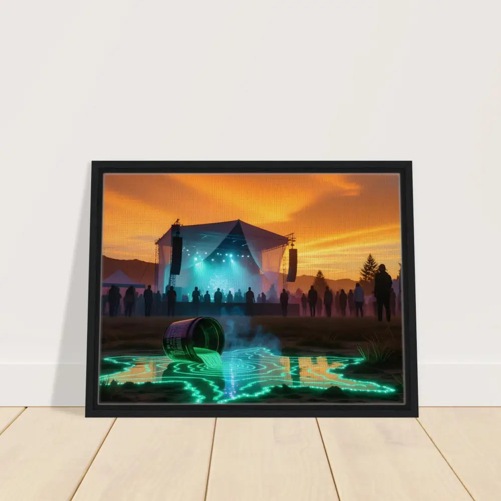 Framed Canvas Neon Spill Festival with spilled neon liquid artwork on PixiOnyx Dreamworld Display