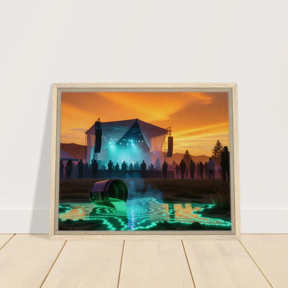 Framed Canvas Neon Spill Festival with spilled liquid at PixiOnyx Dreamworld Display