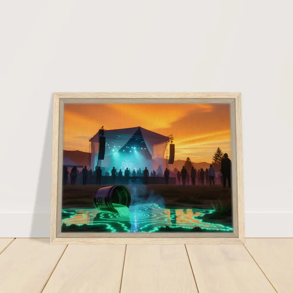 Framed Canvas Neon Spill Festival scene with spilled liquid in PixiOnyx Dreamworld Display