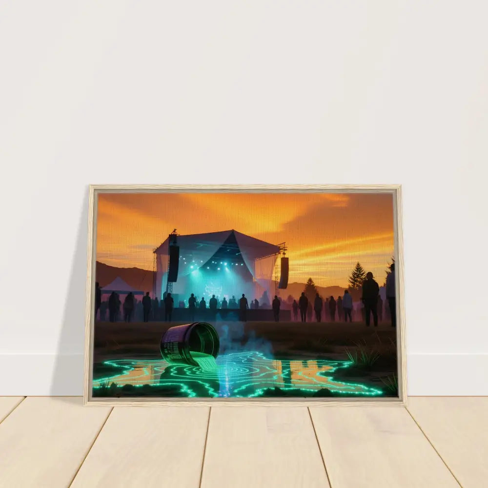 Framed Canvas Neon Spill Festival with spilled neon liquid in PixiOnyx Dreamworld Display