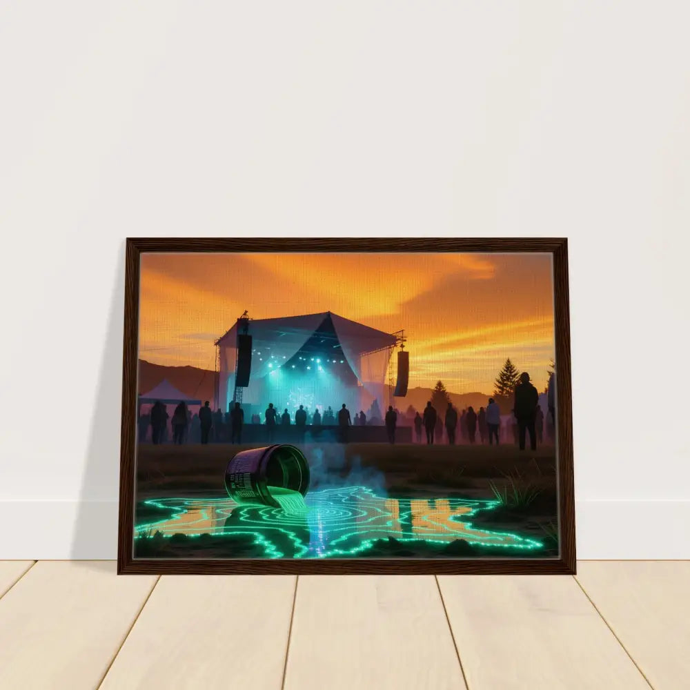 Framed Canvas Neon Spill Festival with spilled liquid artwork on PixiOnyx Dreamworld Display