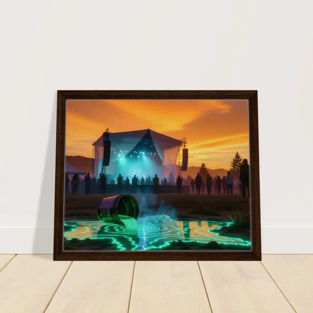Framed concert scene artwork from PixiOnyx Dreamworld Display Neon Spill Festival