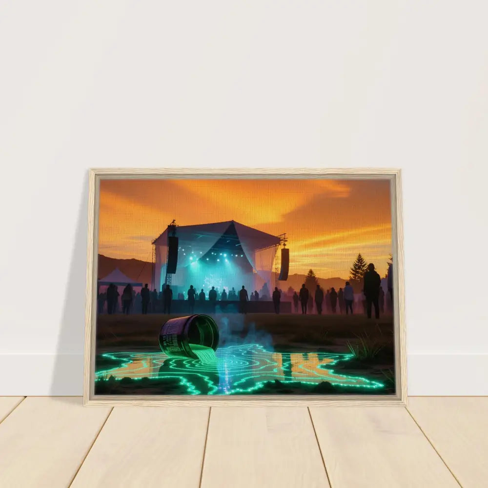 Framed concert scene art depicted on PixiOnyx Dreamworld Display Canvas