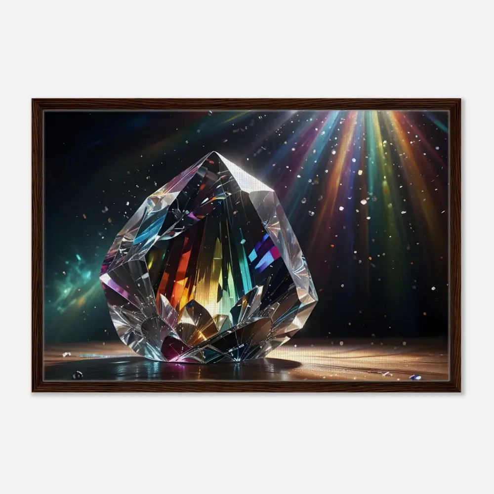 Framed rainbow crystal artwork showcased in PixiOnyx Luminous Luxe Canvas display