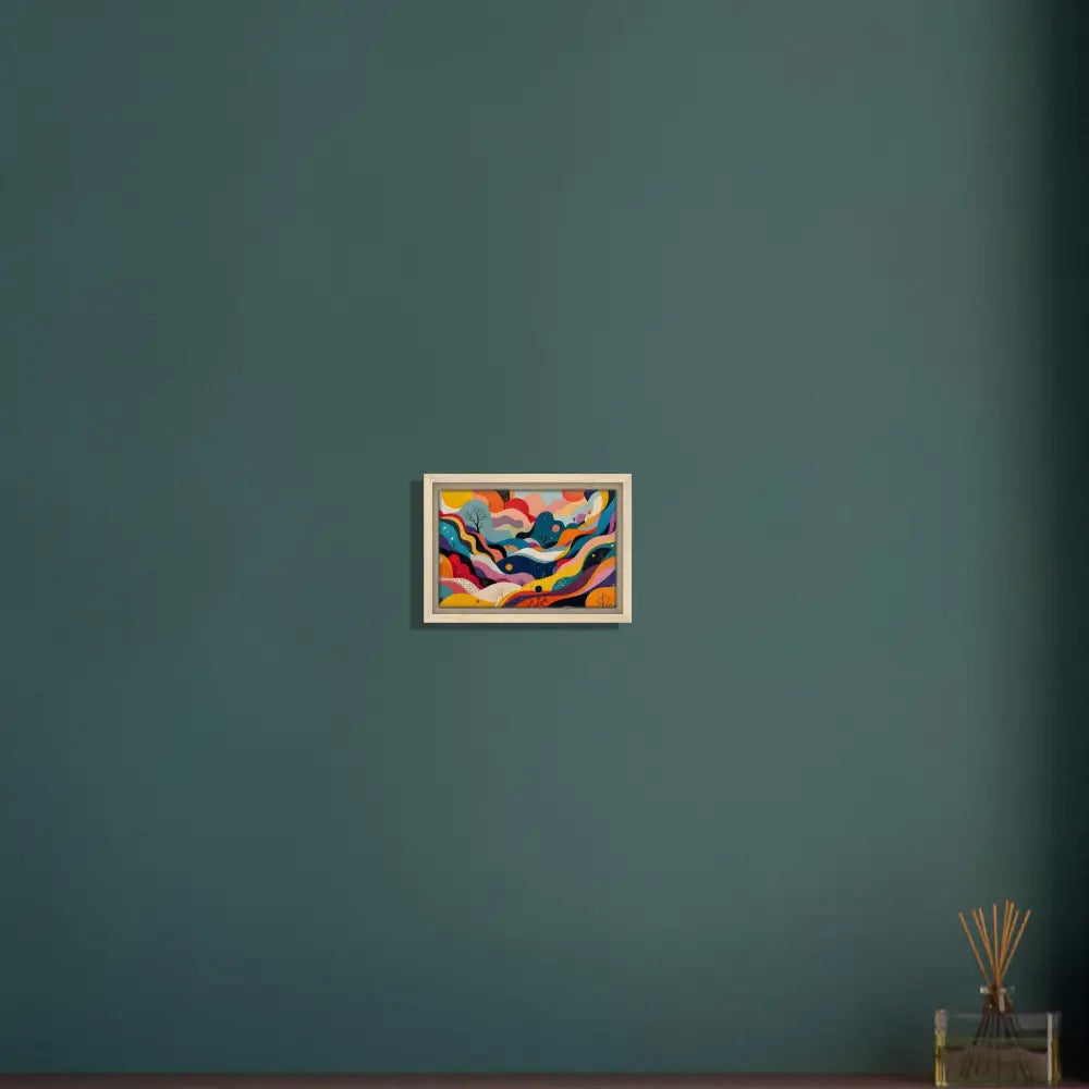 Colorful abstract framed artwork titled Psychedelic Landscape Flowstate by PixiOnyx