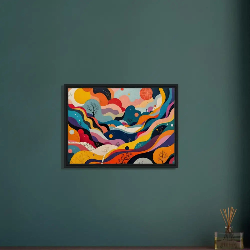 Framed abstract landscape painting from PixiOnyx Psychedelic Landscape Flowstate collection