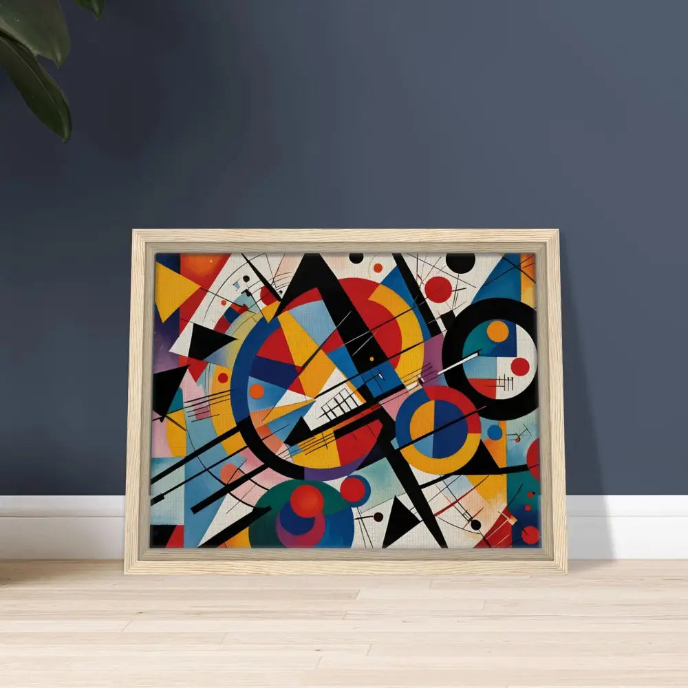 Framed abstract geometric painting from PixiOnyx Rhythmic Geometry collection