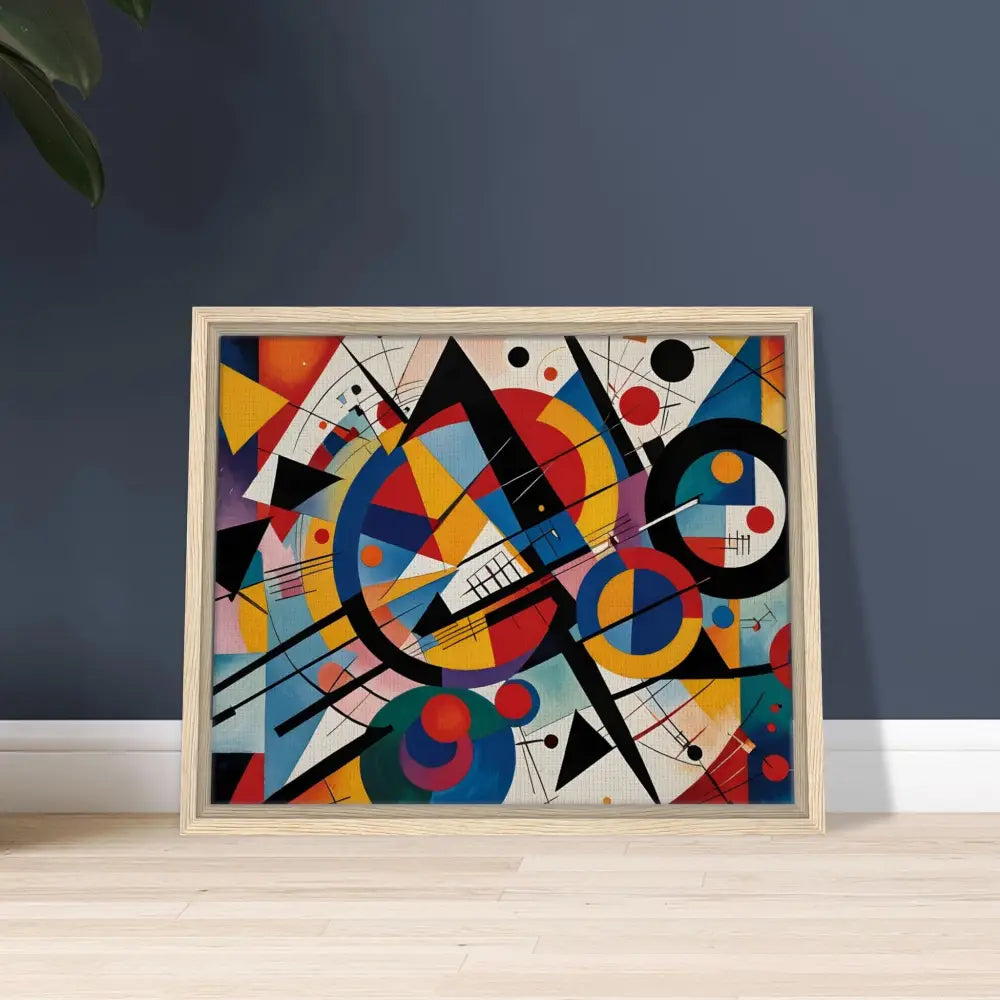 Framed abstract geometric painting on canvas from PixiOnyx Rhythmic Geometry collection