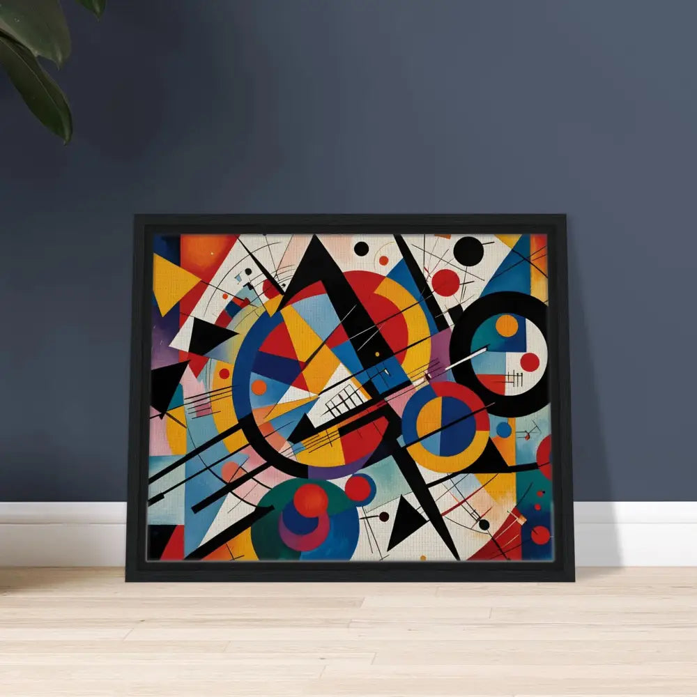 Framed abstract geometric art on canvas in Rhythmic Geometry design by PixiOnyx