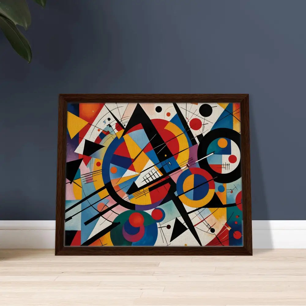 Framed abstract geometric painting from PixiOnyx Rhythmic Geometry collection