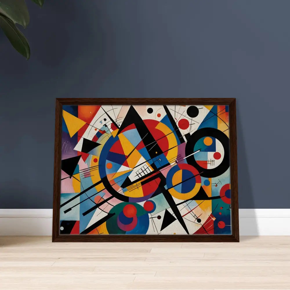 Framed abstract geometric painting on Canvas for Rhythmic Geometry PixiOnyx Artistry